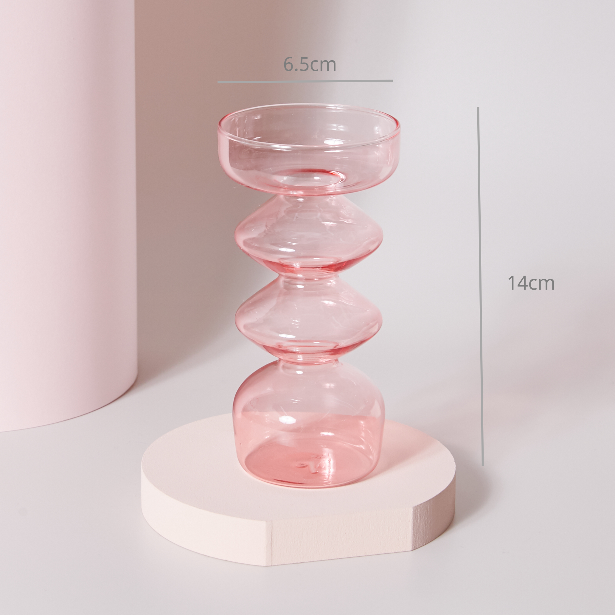 1pc Pink Glass Candle Holder Taper Candles Candlesticks Holder Wedding Table Centerpieces Nordic Home Decoration Vases