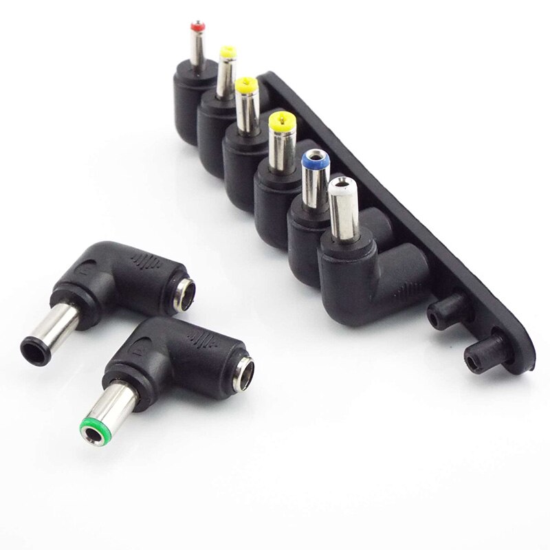 Universal 5.5x2.1mm DC Female to Male AC Power Plug Supply Adapter Tips Connector Kits for Laptop Jack Sets Right Angle