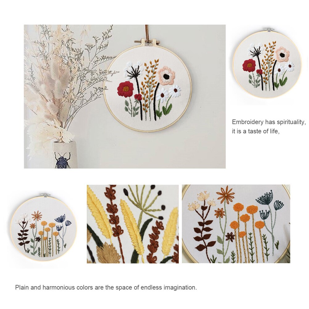 1pc Embroidery DIY Beginner Material Pack Flowers Patterns DIY Cross Stitch Kits Handmade Household Accessories