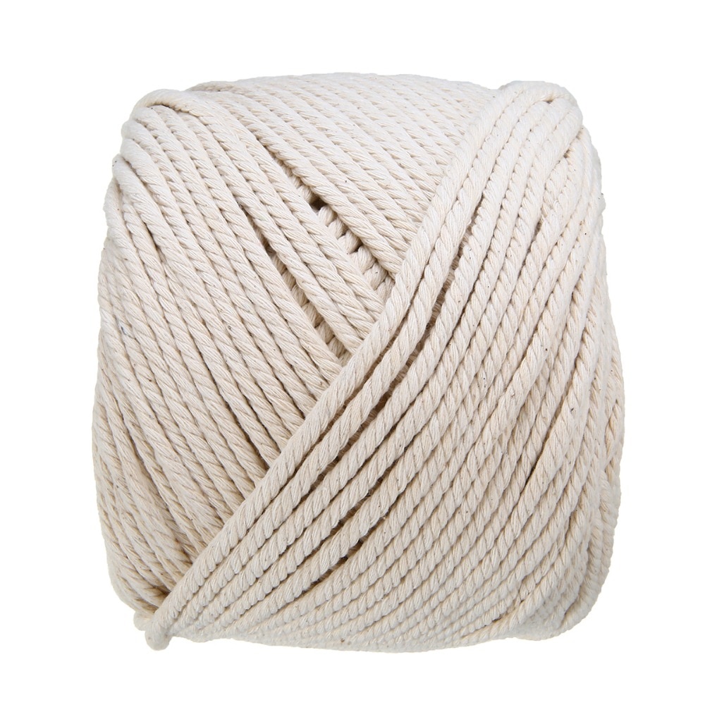 Naturlig beige blød bomuld snoet snor macrame reb håndværker snor gør det selv håndlavet bindetråd snor reb