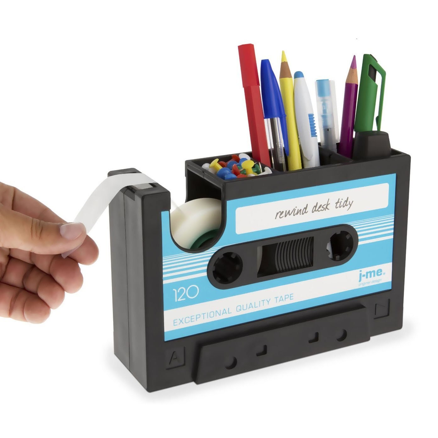 Cassette ruban distributeur porte-stylo Vase Pot à crayons papeterie bureau rangé conteneur bureau papeterie fournisseur (bleu)