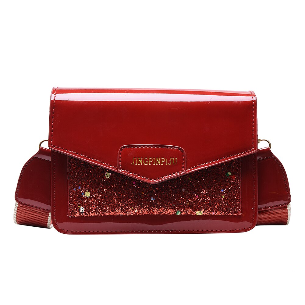 Dames pailletten pu leren schoudertas dames kleine messenger crossbody handtassen dames schoudertas: Rood