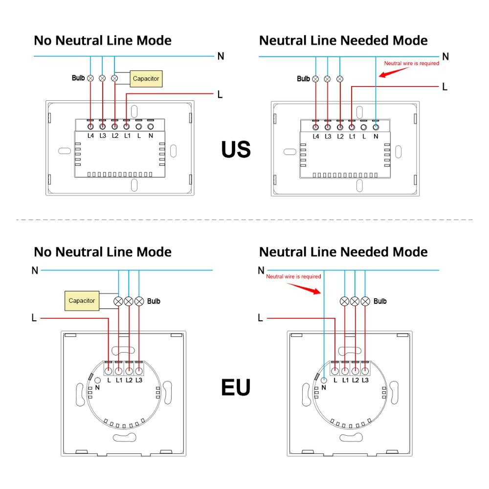 220V Tuya Smart Control Wall Switch Work With Alexa/Echo/Google Home WiFi Touch Light Switch Smart Home Automation