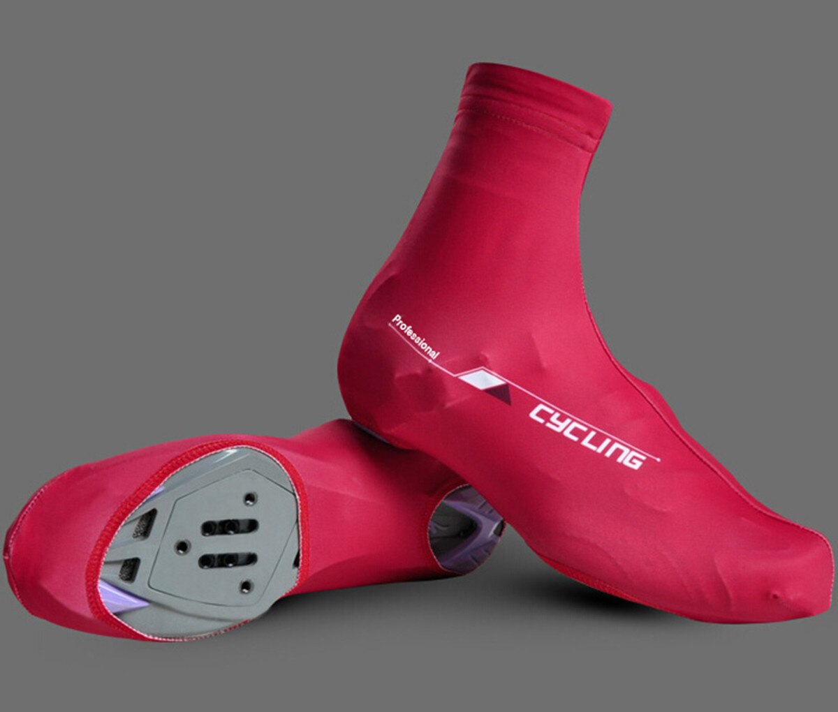 Winter Spandex Durable Absorption Breathable Cycling Shoes Covers Bicycle Bike Zippered Overshoes Equipment Man/Women: Red / L