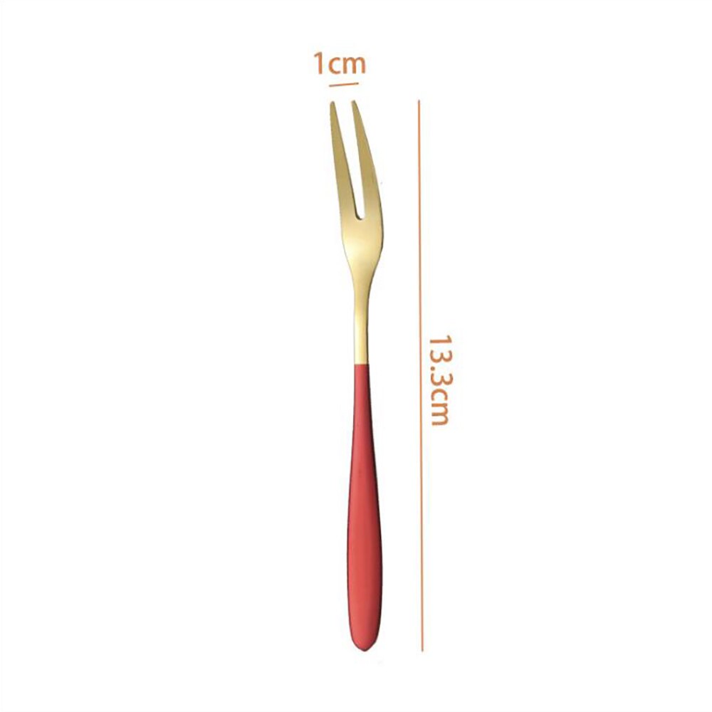 1 Tenedor de fruta original de acero inoxidable de para uso doméstico, postre de fruta, tenedor de pastel de Luna, tenedor de restaurante, tentempié, tenedor de postre: Red
