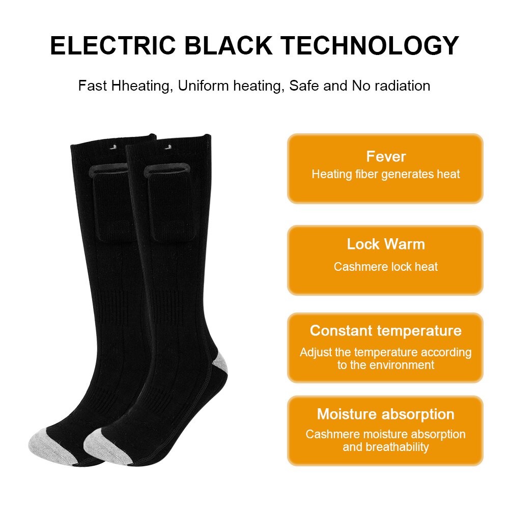 Chaussettes chauffantes thermiques pour hommes et femmes, 1 paire, trois Modes, pour l'hiver, épaisses, Super douces, garde les pieds au