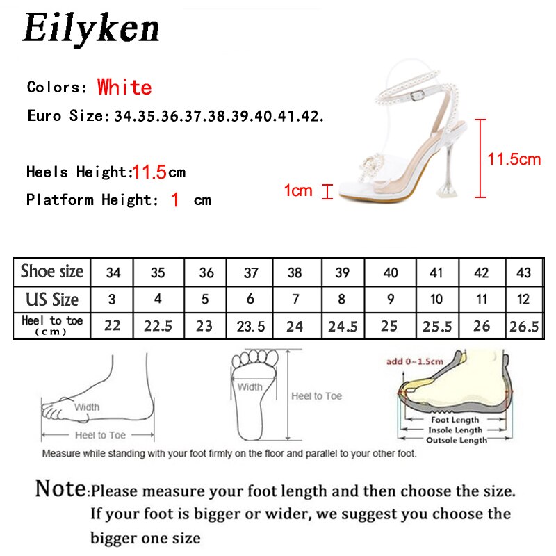 Nuevas sandalias Eilyken para mujer, zapatos de tacón alto sexis de cristal de metacrilato para y boda, zapatos de tacón con lazo y perlas con punta cuadrada, verano 2025
