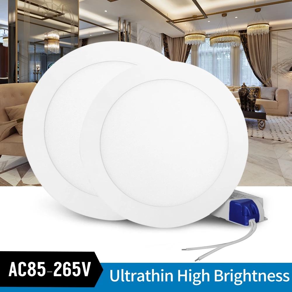 Ultradünnes LED-Downlight, rundes LED-Tafel-Licht, 3 W, 6 W, 9 W, 12 W, 15 W, 25 W, LED-Deckeneinbauleuchte, Gitter-Downlight-Lampenbeleuchtung, 110 V, 220 V