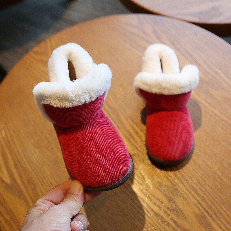Winter Baby Meisjes Jongens Snowboots Warm Pluche Baby Peuter Laarzen Outdoor Zachte Bodem Antislip Kids Schoenen kinderen Laarzen: Rood / 17(Insole 16.8cm)