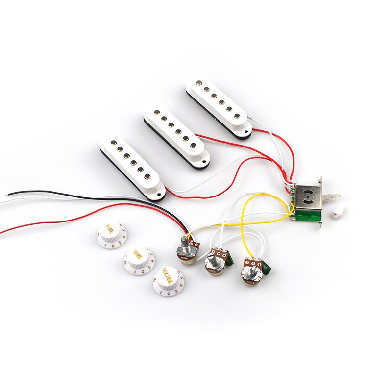 SSS SSH HH Electric Guitar Pickup Wiring Harness Prewired 5-way Switch 2T1V for ST Electric Guitar Black White Guitar Parts: SSS White