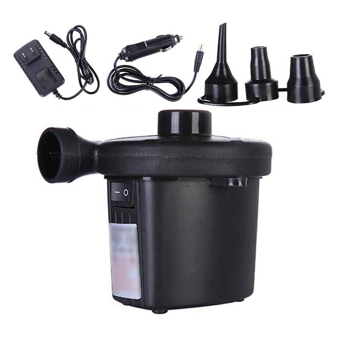12V Air Mattress Camping Pump Car Electric Inflatable Pump Portable Car Air Compressor Pump Inflatable Boat Pump with 3 Nozzles