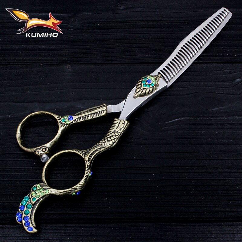 KUMIHO 6&quot; hair scissors with phoenix handle Japan Hitachi 440C stainless hairdressing scissors with fancy handle