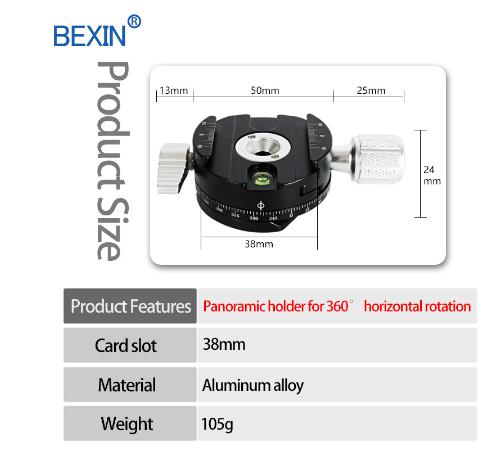360 Degree Panoramic Tripod Head Clamping For Arca Swiss Tripod Ball Head 38mm Quick Release Plate