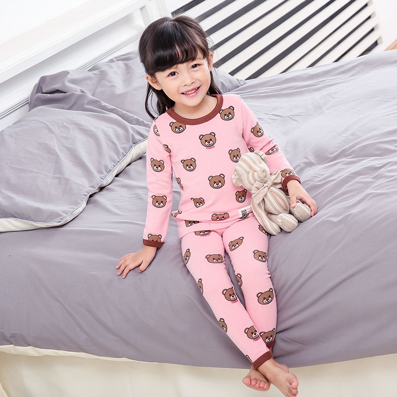 CROAL CHERIE 2 pz Pijama Menino auto Carino di Stampa Termica per Bambini Calzamaglia invernale, intimo termico per Le Ragazze Dei Ragazzi del Cotone Degli Indumenti Da Notte Abbigliamento per Bambini