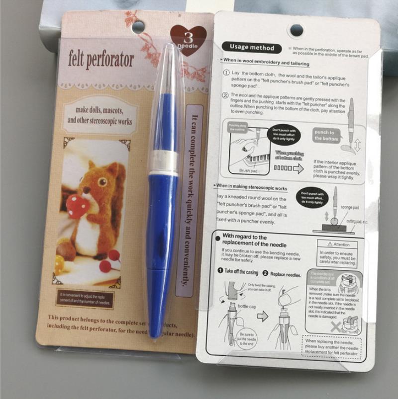1pc filcowanie igłą narzędzie robić filcu DIY rękodzieło plastikowe dziurkacz zestaw igieł 3 igły igła robić haftu pióro narzędzia robić szycia