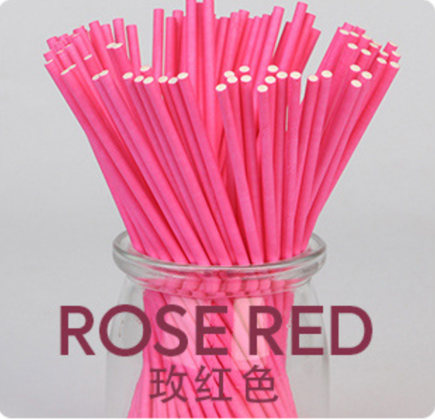 100 stks Kleurrijke Lollipop Stok 15 CM Papen Cake Pop Sticks Voor Lollypop Snoep Chocolade Suiker Knuppel Pole Handvat staaf E020: Rood