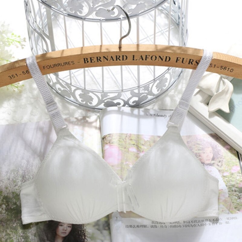 Teenage Girl Cute Bowknot Underwear Puberty Student Cotton Bra Wire Free Pleated 19QF