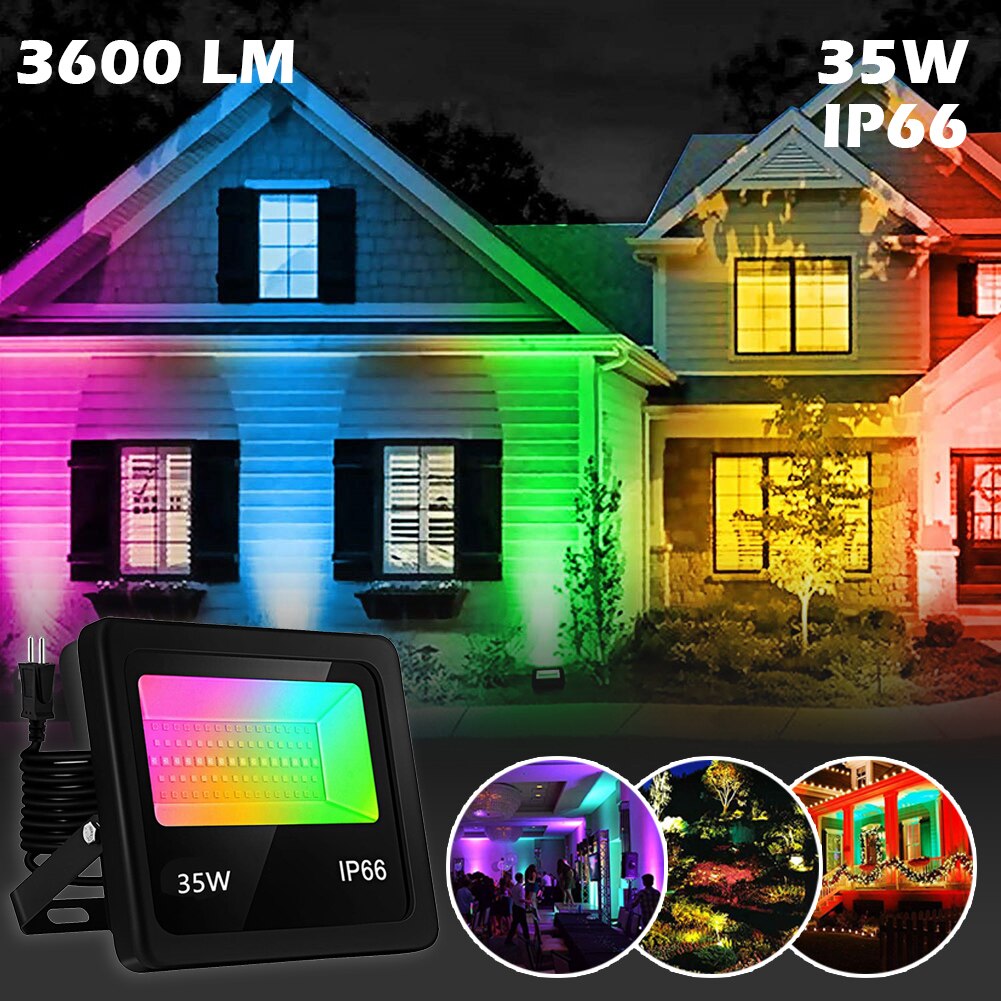 35W Led Spotlight Rgb Flood Light Outdoor/Indoor Met App Controle Muziek Sync Timer Dimmen Licht Kleur Veranderende schijnwerper