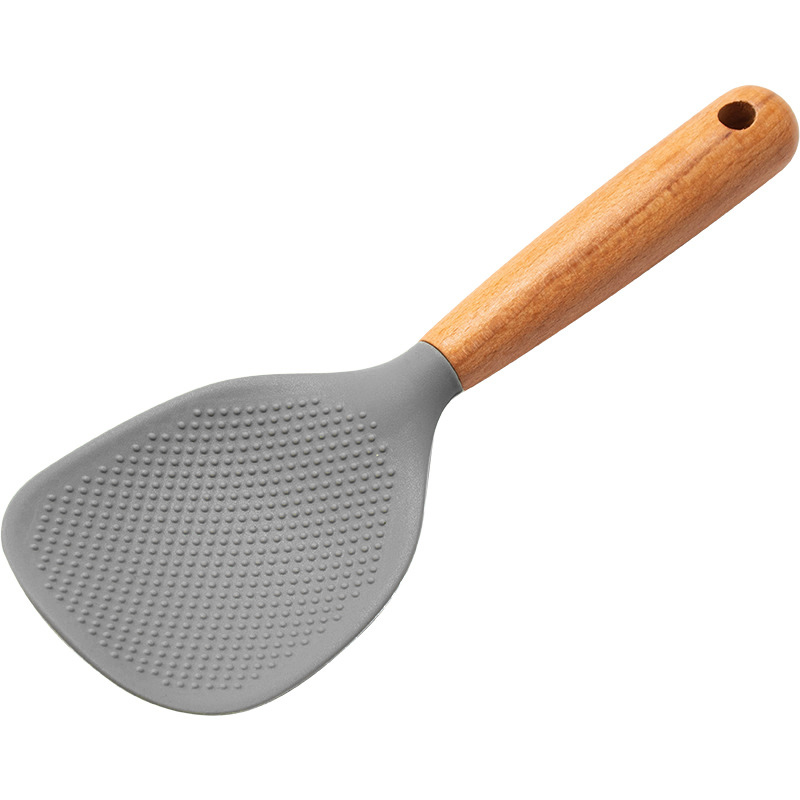 Cuchara de arroz de silicona resistente al calor, pala de arroz de silicona de alimentaria, olla arrocera antiadherente, herramienta de cocina, cuchara de arroz para el hogar, 1 Uds.: Rojo