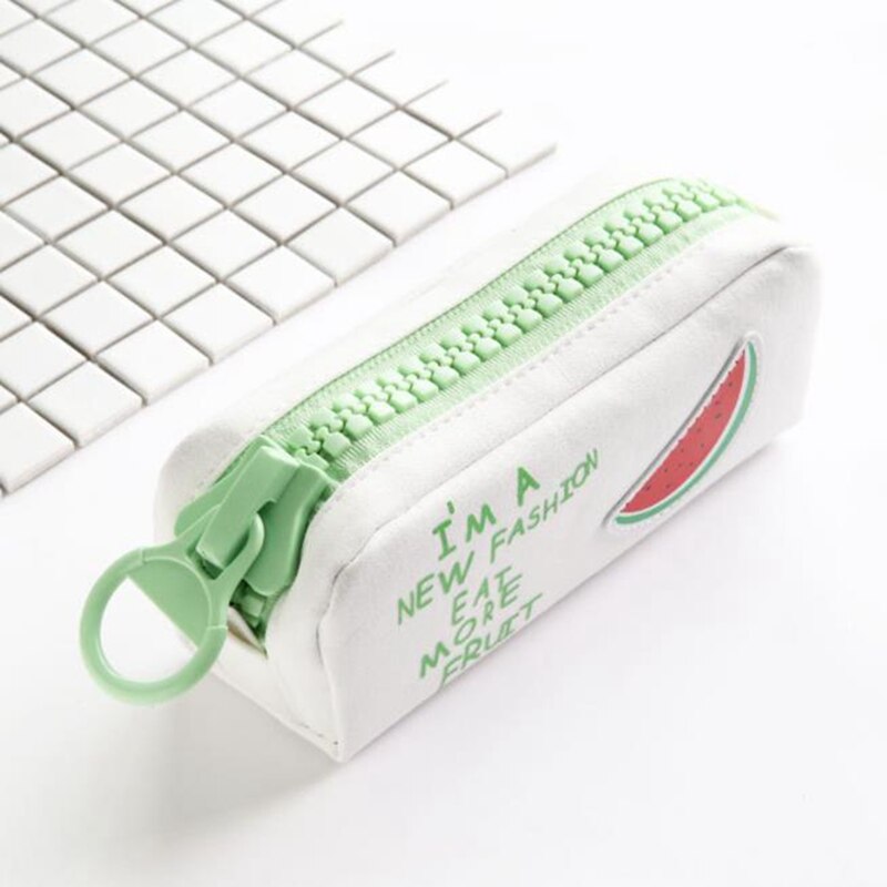 Grote Rits Etui School Etui Voor Meisjes Jongens Student Briefpapier Canvas Fruit Potlood Tas Leuke Pen Box School levert: watermelon