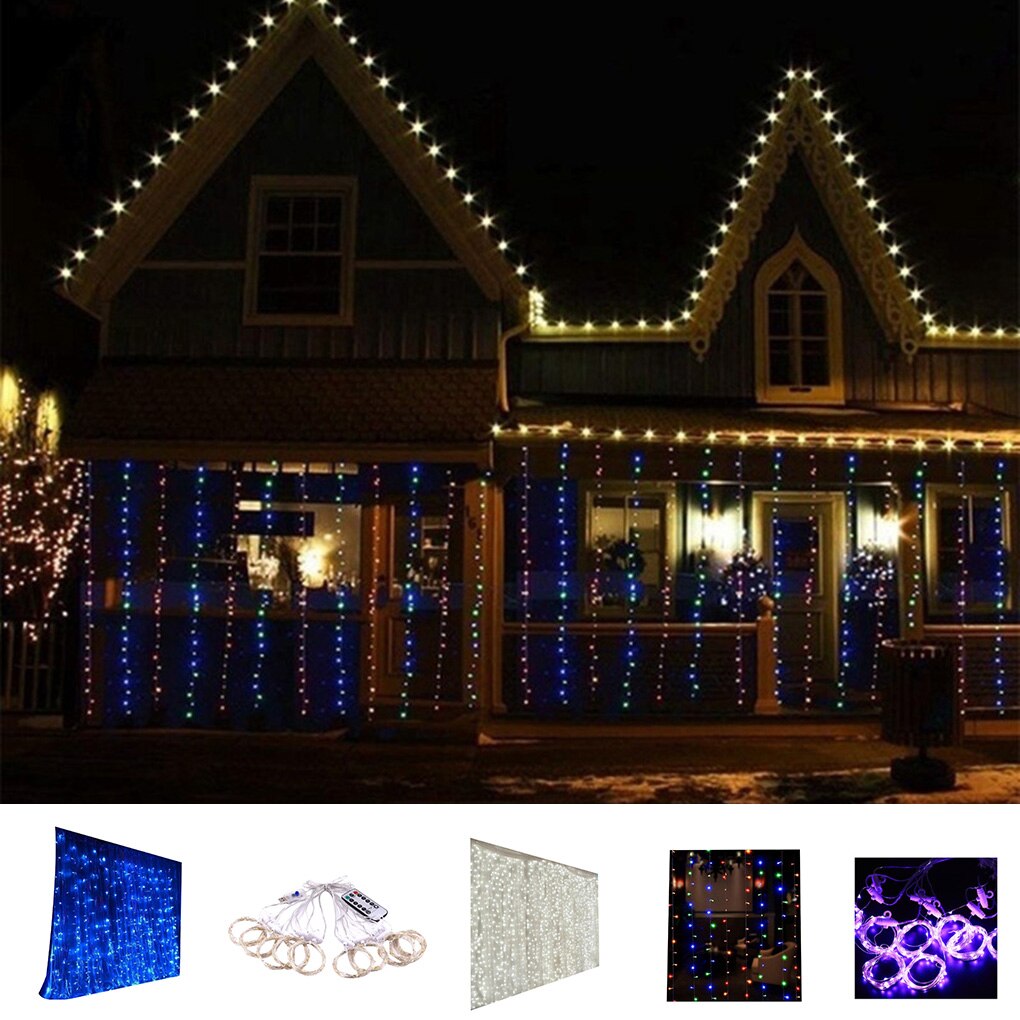 3 x 3m 300 ledet gardin fe strenger lys hengende bakgrunn vegglampe bryllup jul festdekorasjoner usb makt global bruk
