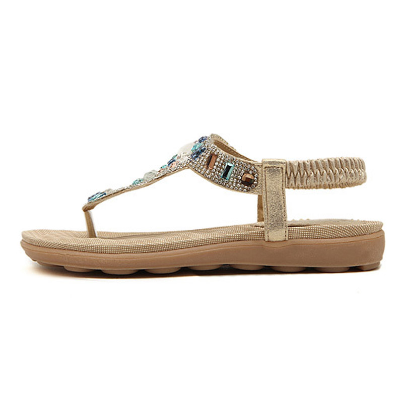 Summer Sandals Women Beach Slippers Flip Flops Rhinestone Flat Heel Non-slip Women Sandals Ladies Summer Shoes L007
