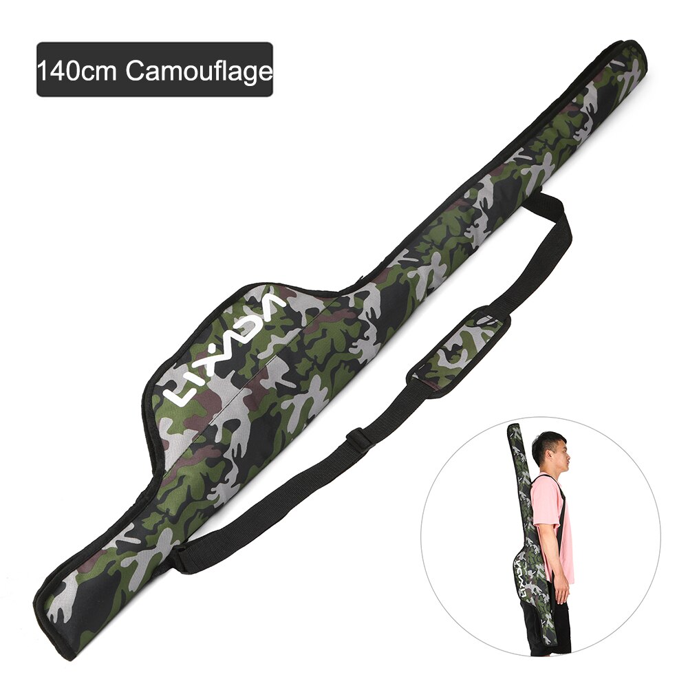 Lixada-bolsa para caña de pescar de 3 capas, caña de pescar portátil para estuche de transporte, carrete de pesca, bolsa de almacenamiento de hombro, 90cm/120cm/150cm: B 135CM Camouflage