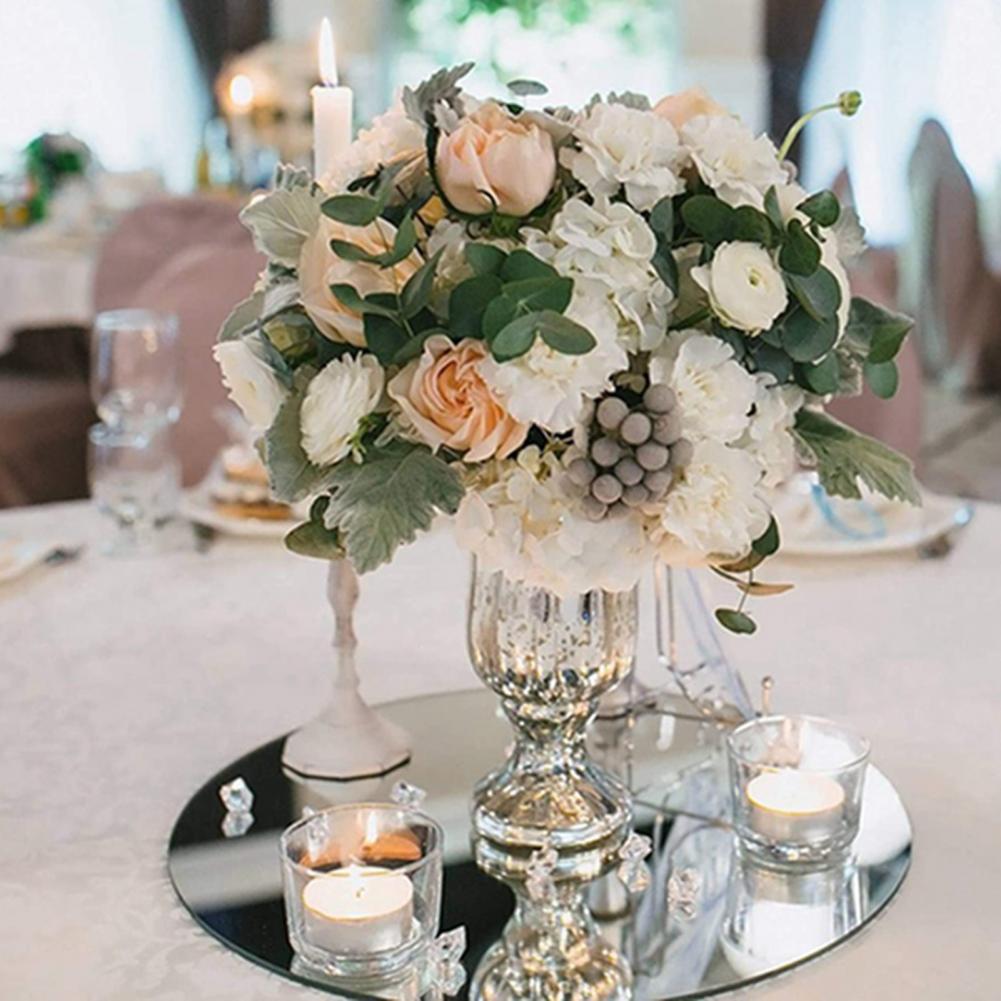Plateau de fête en acrylique de 20cm, centre de Table de célébration de mariage, plateau de miroir, plateau de bougie rond, Surface de miroir pour décoration de fête, DIY