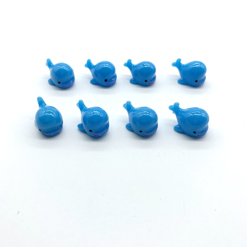 8 Uds. De miniadornos de setas, pollitos, delfines, decoración de musgo, Terrario de jardinería, cactus, maceta, accesorio en miniatura para paisaje: 8pcs Blue Dolphin