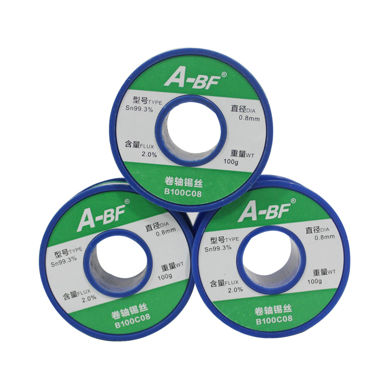 Alambre de estaño para soldadura de A-BF sin plomo, rollo de alambre para Estación de soldadura de hierro, punto de fusión bajo, sin limpiar, 0,6mm/0,8mm/1mm