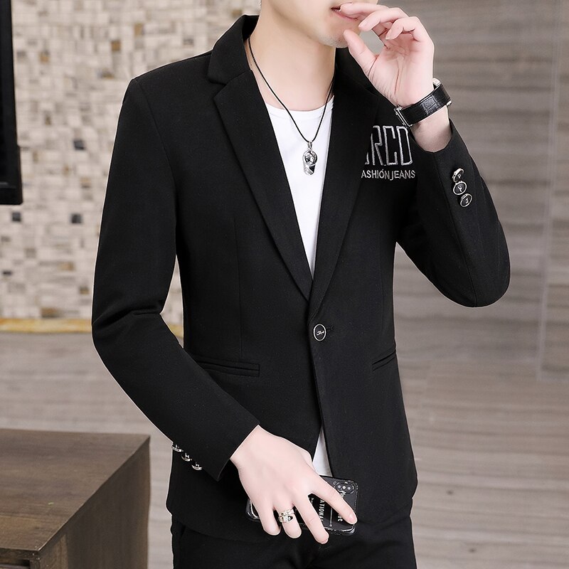 2022 Spring Men Blazers Slim Fit Casual Suit Jacket Solid Color Wedding Business Social Dress Coat Streetwear Men Clothing