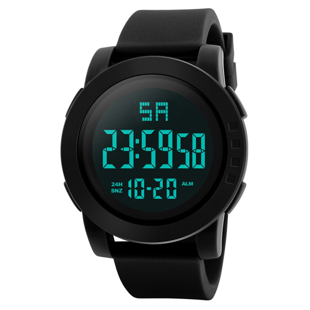 Klassieke Mannen Sport Horloge Waterdicht Multifunctionele Led Lichtgevende Stopwatch Horloges Voor Volwassen: Black