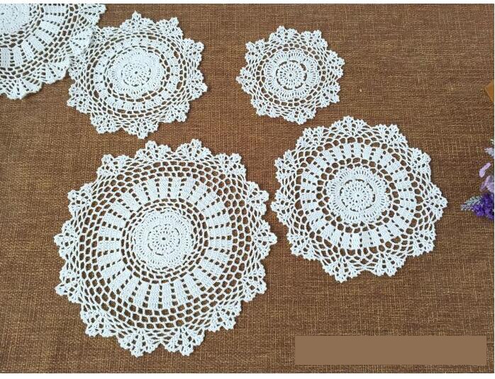 15/20/25cm vintage bomull runda matta kopp underlägg mugg kök matbord bord matta tyg spets virkade te kaffe doily pad