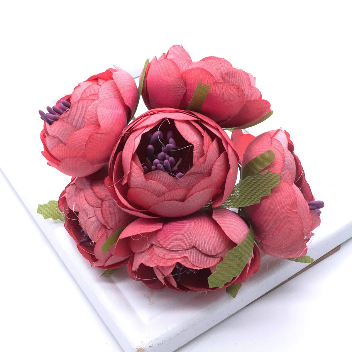 6 st/lot konstgjord ros sidenblomma pionblommor bröllopsbukett bröllop brudinredning rosblommor för gör-det-själv scrapbooking: 6