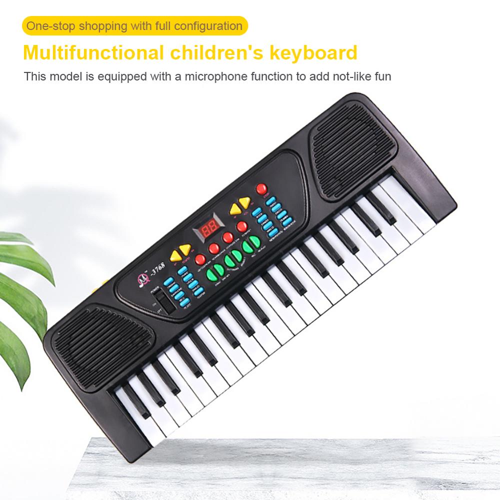 Teclado electrónico de 37 teclas, Piano LED, música, juguete portátil con micrófono, Electone educativo para niños