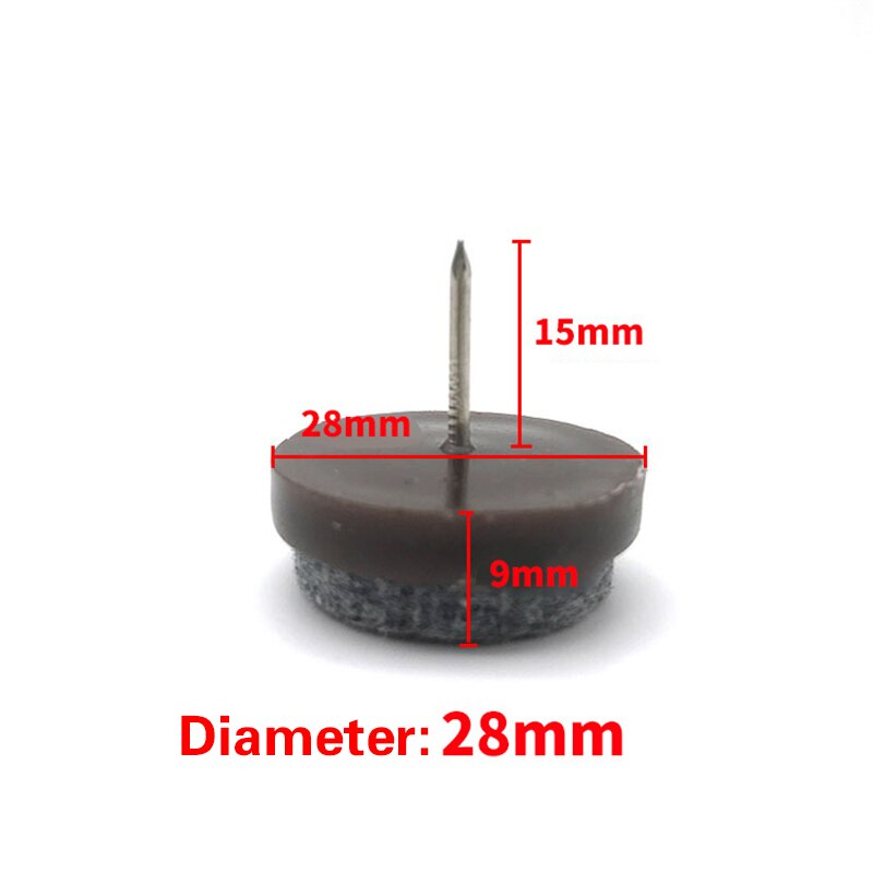30Pcs Stoel Tafel Meubilair Been Bodem Voeten Nail Protectors Antislip Houten Vloer Protector Vilt Mat Pad nail: 28mm Brown