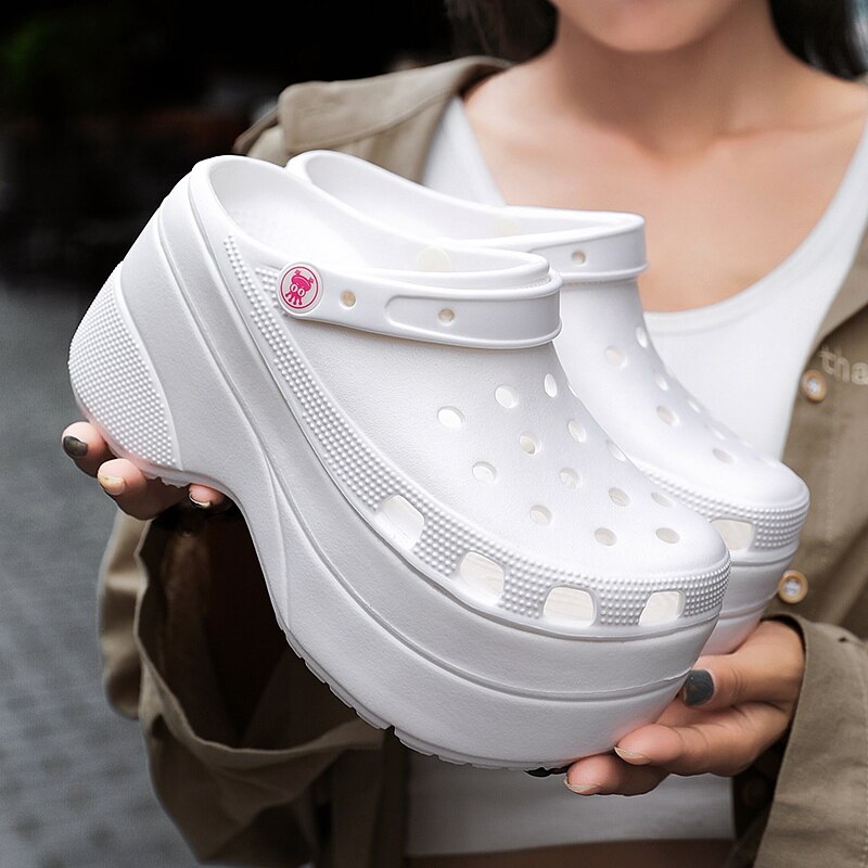 Nowe gorące cukierki kolor platformy drewniaki dla kobiet 10cm Super wysokie szpilki damskie Mule drewniaki buty ogrodowe letnie drewniaki kapcie
