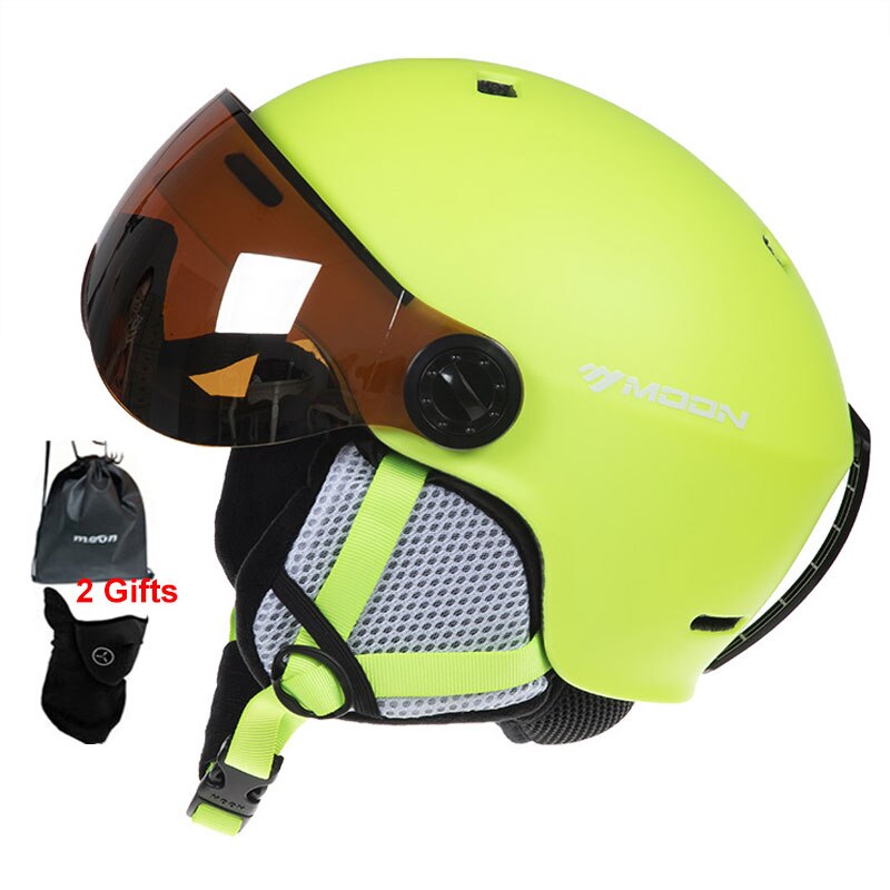 Maan skihelm integraal gevormde pc+eps hoge bril skihelm outdoor volwassen sport ski snowboard skateboard helmen: Groente / M(55-58cm)