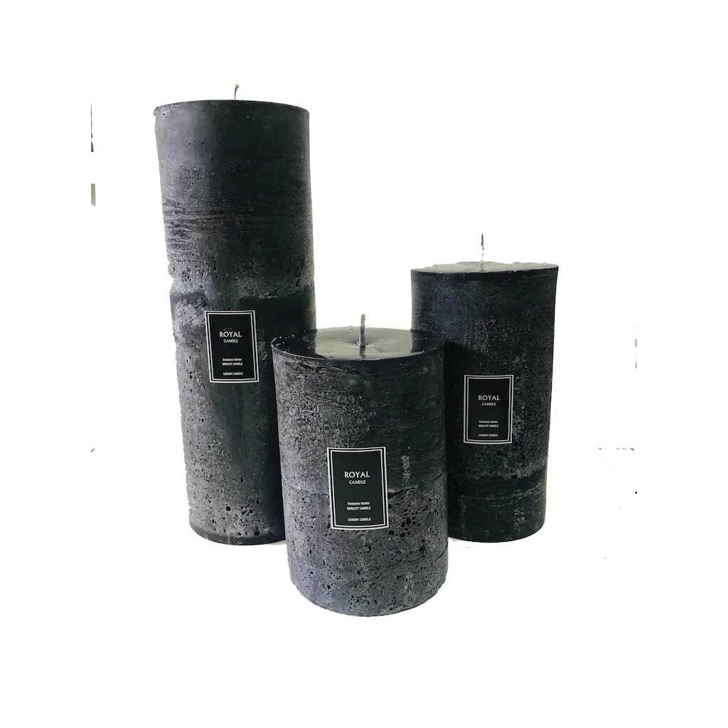 VİNTAGE BLACK LARGE CANDLE SET STYLISH 10 CM DIAMETER 15 20 25 CM HEIGHT YEAR BELL JAR LANTERN BATHROOM CANDLE