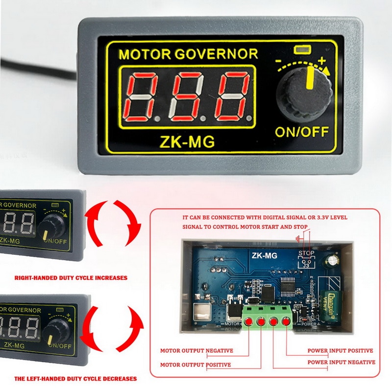 DC 9-60V 12v 24v 48V 12A 20KHz Adjustable PWM Motor Speed Controller DC Motor Controller Digital Display Governor Switch