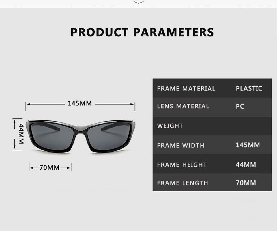 Polarized Sunglasses Men Brand Square Sports Sun Glasses for Men Driving Fishing Black Frame Goggle UV400