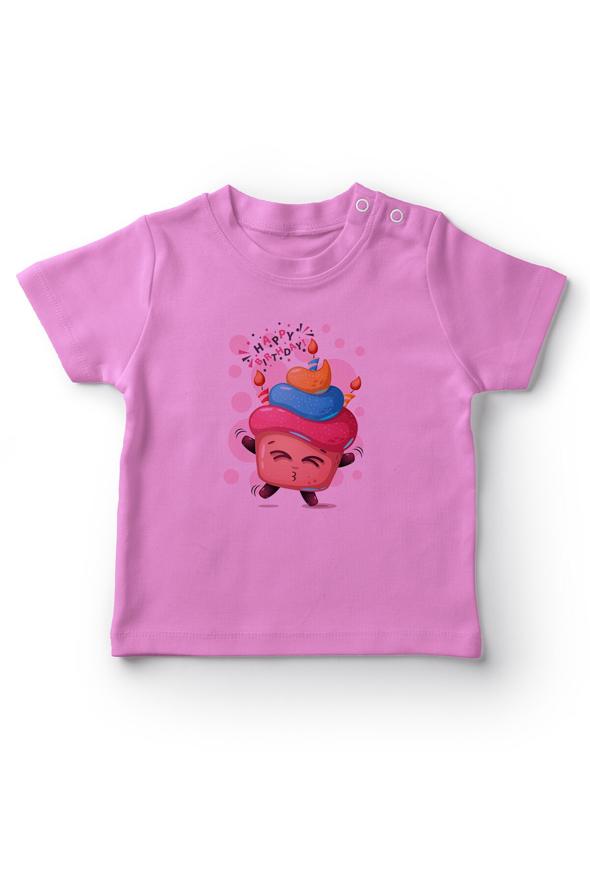 Angemiel bambino İyiki Buon Compleanno Stampato Crema Torta Del bambino Della Ragazza T-camicia Rosa