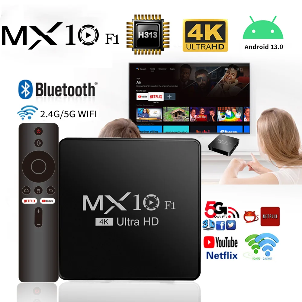 Android 13 Tvbox Tv Box M10-F1 With Bt Voice Remote Control Tvbox All Winner