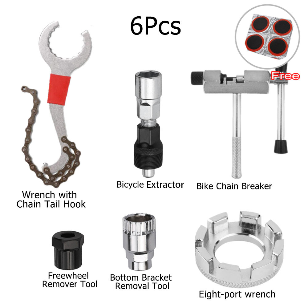 Bicycle Repair Tool Kits Chain Breaker Flywheel Remover Cutter Crank Puller Bike Wrench MTB Road Bikes Maintenance Tools Bracket: WHITE
