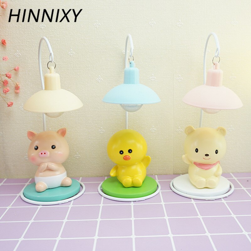 Hinnixy Cartoon Animal Table Lamps LED Light Fixture For Moblie Holder Base Children Kids Bedroom Decor Bedside Study Desk Lamps