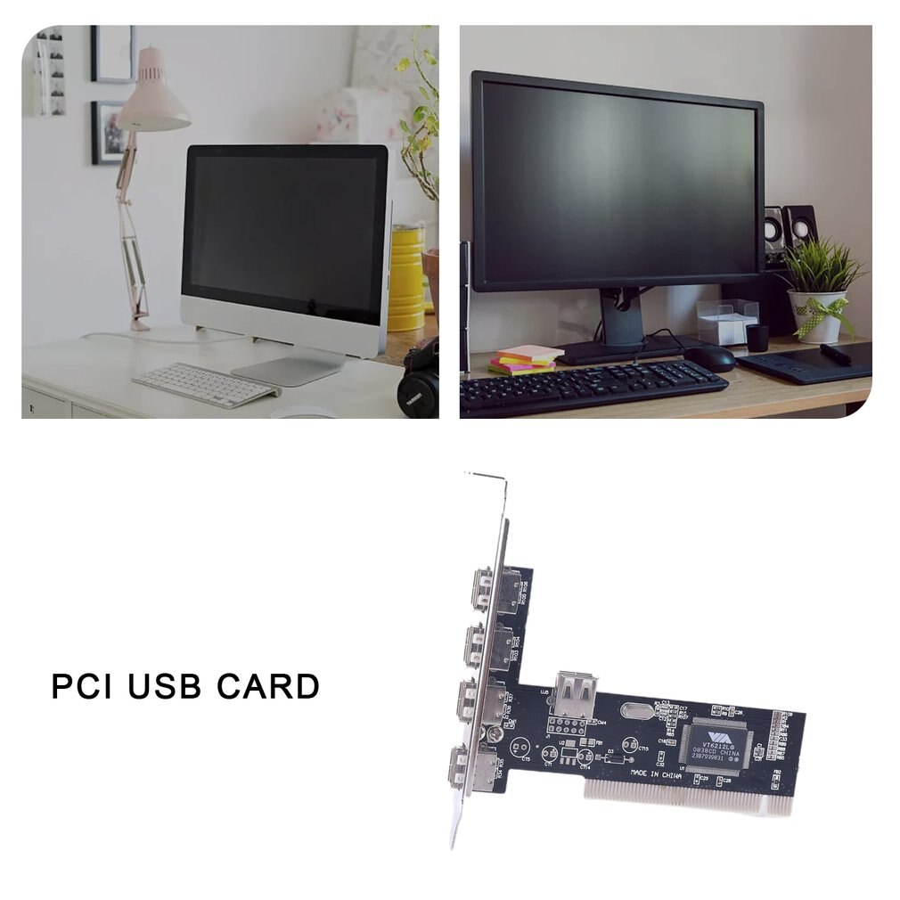 PCI To USB 2.0 Plug And Play Free Drive Desktop Built-in 4+1 Adapter Card USB Expansion Practical Card
