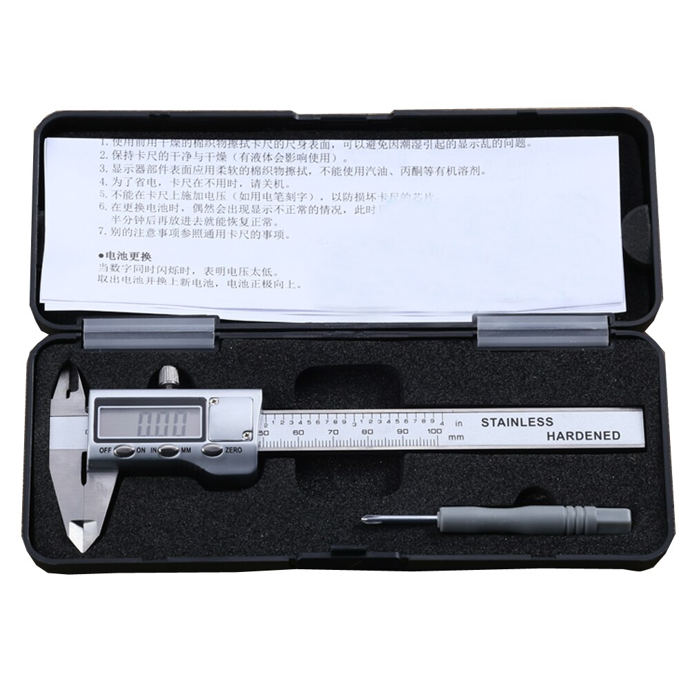 Calibrador Digital electrónico LCD de Metal, 4 pulgadas, 100mm, acero inoxidable, micrómetro a Vernier, herramientas de medición, calibradores digitales