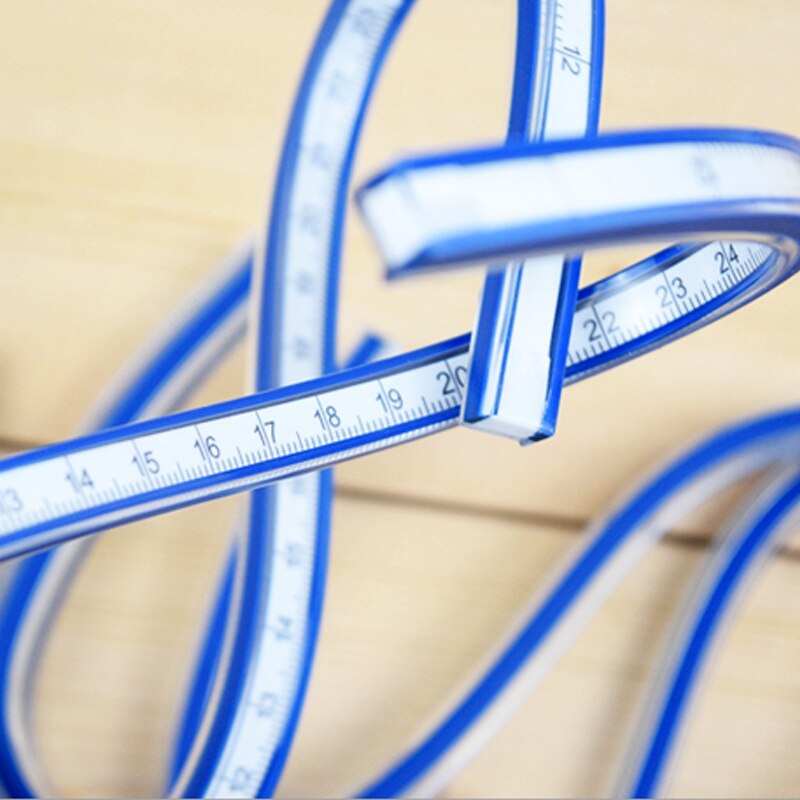 1PCS 30CM Ruler Soft Plastic Flexible Curve Ruler Blue + White MakingArchitectural Drawing Measuring Rule Office Supply