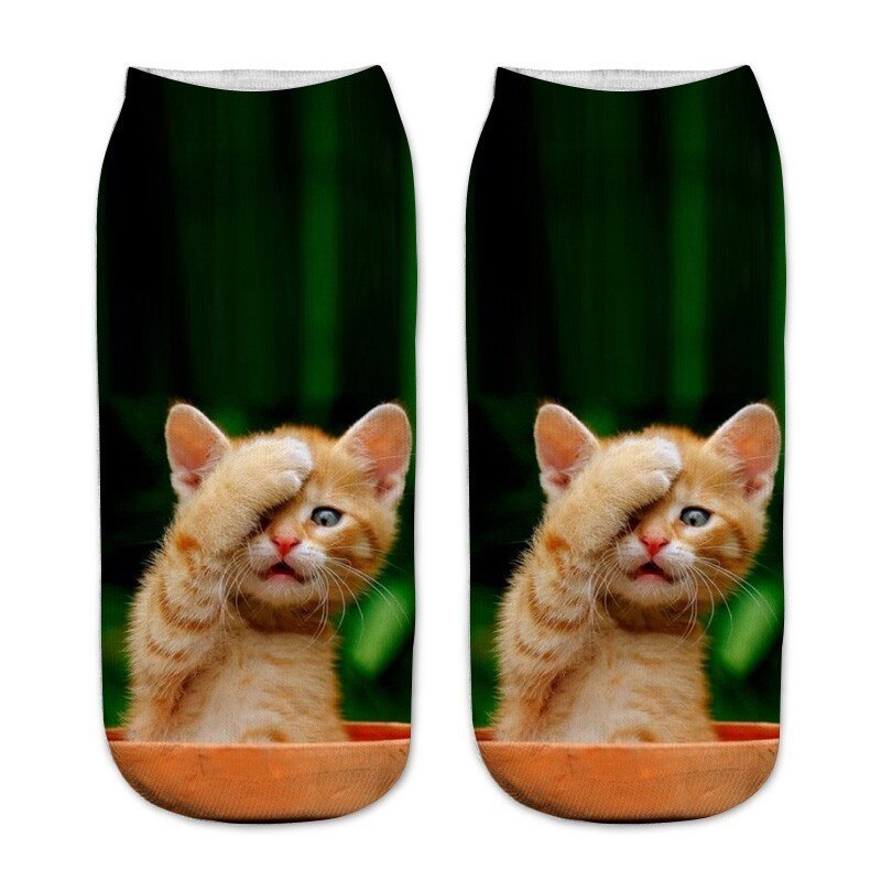 Calcetines hasta el tobillo con estampado de gato en 3d para niños y adolescentes, 1 par, calcetines hasta la rodilla con amortiguadores para niñas, calcetines para niños
