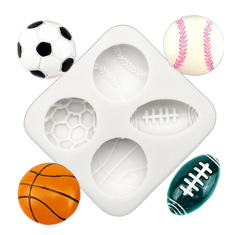 Fodbold tennis rugby basketball silikone sugarcraft form cupcake bageform fondant kage dekorationsværktøj